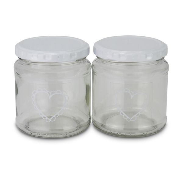 Jars - Lace Heart - Transparent - Glass - 291ml - 2 Pack