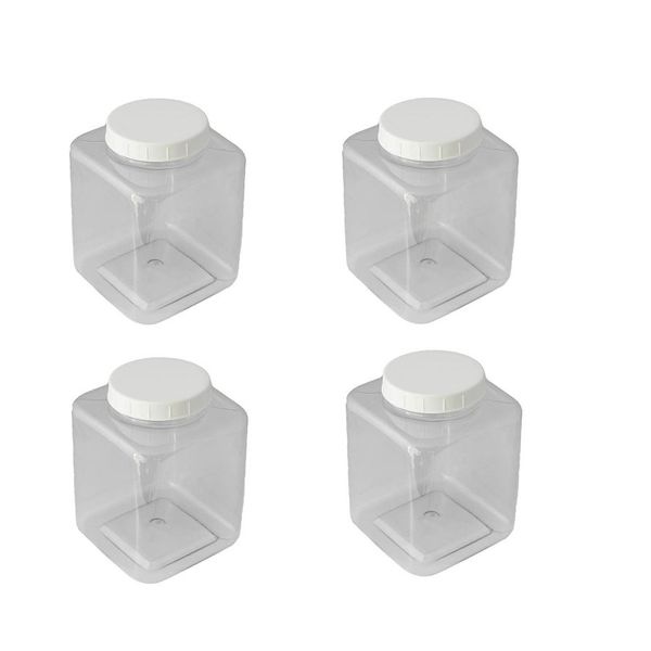 5L Plastic Square Storage Jar (4 Pack)