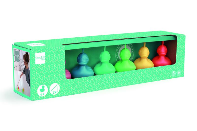 Scratch Europe Fishing Ducks Game Bright Colours Set of 6 Ducks and 2 Rods