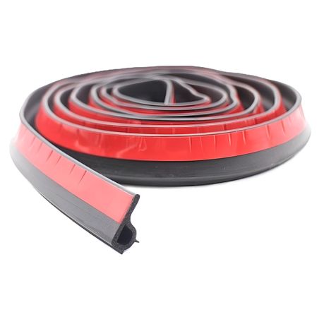 300cm Rubber P Shaped Black Weather Door Seal Strip - Black Image
