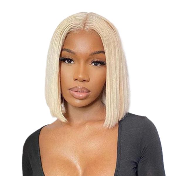 Straight Full-Frontal Transparent Lace BOB Wig 100% Virgin Human Hair 10