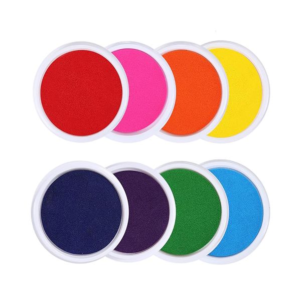 8 Pieces Ink Pad Stamps 8 Colors Finger Ink Pad for Kids Diy Art Crafting