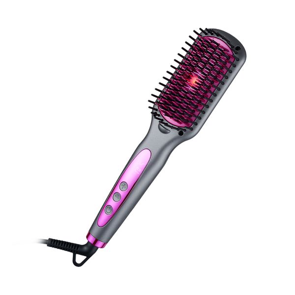 Infrared Hair Straightener Brush, LCD Display, Multi-Temps, Anti-Scald Comb