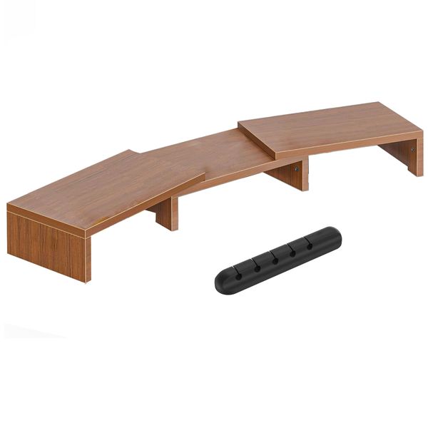 Dual Monitor Stand Riser Desk with Cable Organizer,Office Desktop Organizer