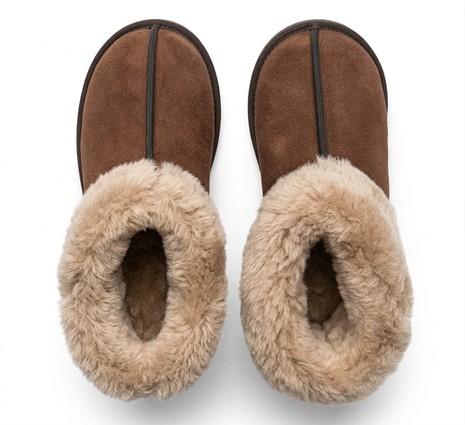 Oskava Sheepskin Slippers - Warm Plush Fur Lined Indoor Comfort Shoes