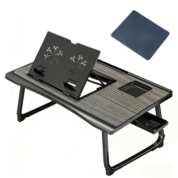 Adjustable Laptop Home Bed Tray Table Office Desk - with Drawer &amp; Mouse Pad