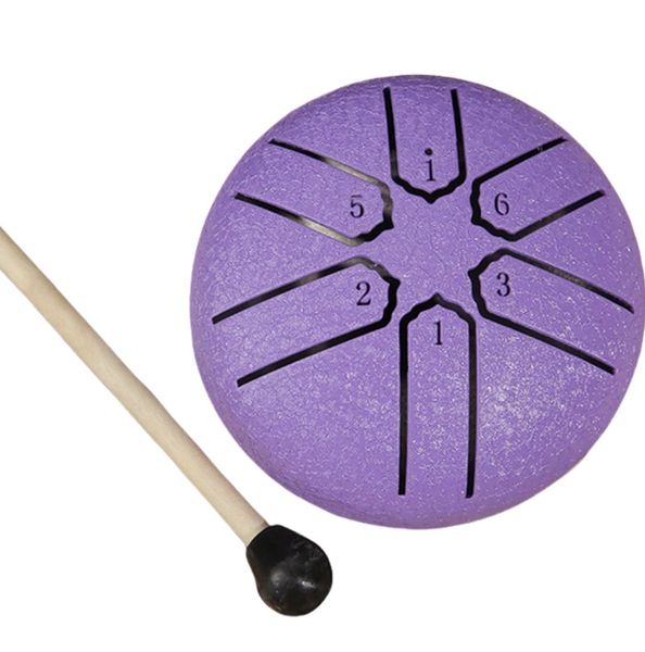 Purple Mini 6 Tone Steel Tongue Melodic Soothing Percussion Drum 9cm