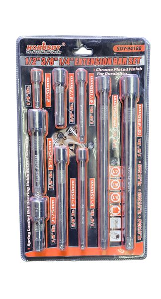 Horusdy 1/2 inch 3/8 inch 1/4 inch Extension Bar Set - 9 Piece