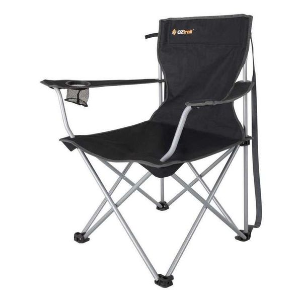 OZtrail Hamilton Camping Chair - Black 100kg