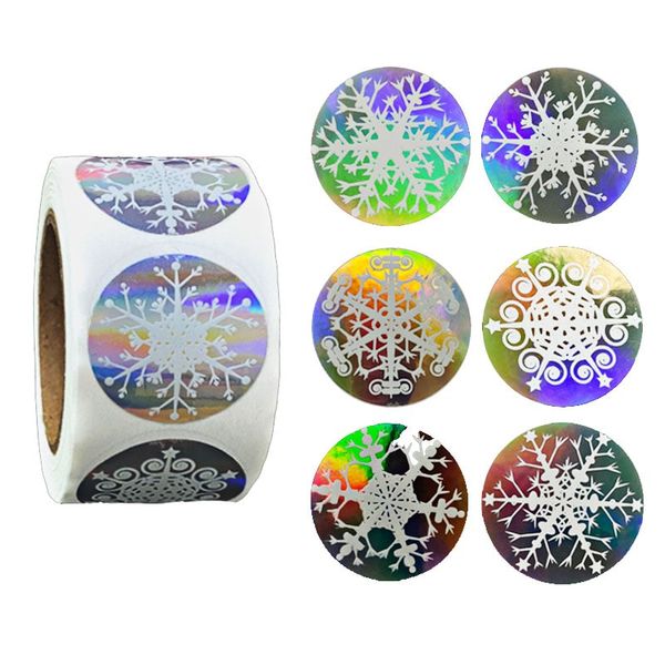 Christmas Snowflake Stickers-Silver-Gift Packaging-500 Pieces-1 inch