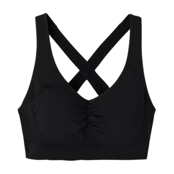 Domyos Women's Light Support Sports Bra with Cross-Over Straps - Black