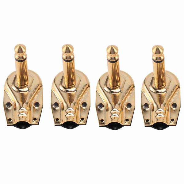 DIY 6.35MM 1/4inch Mono 90 Degree Plug Connectors(4 Pack)