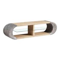 Oval Shape Tv Stand - Cream And Grey