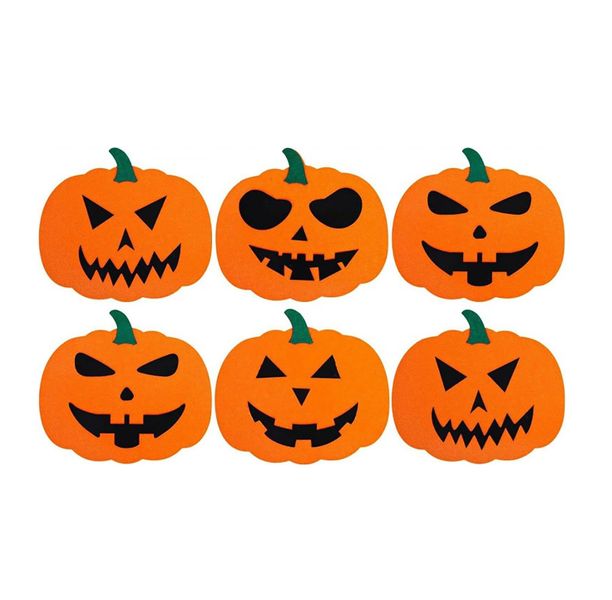 Halloween Pumpkins Felt Drink Coasters for Table Decor - 6 Pack