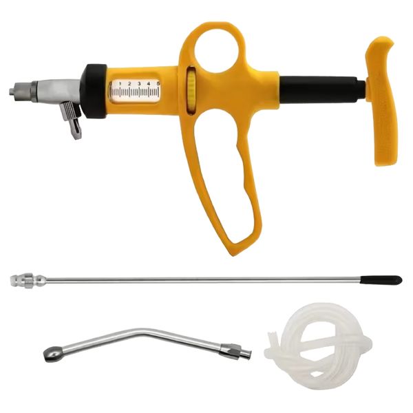 Metal Continuous Livestock Feeder &amp; Medicine Syringe with Straw - 21cm