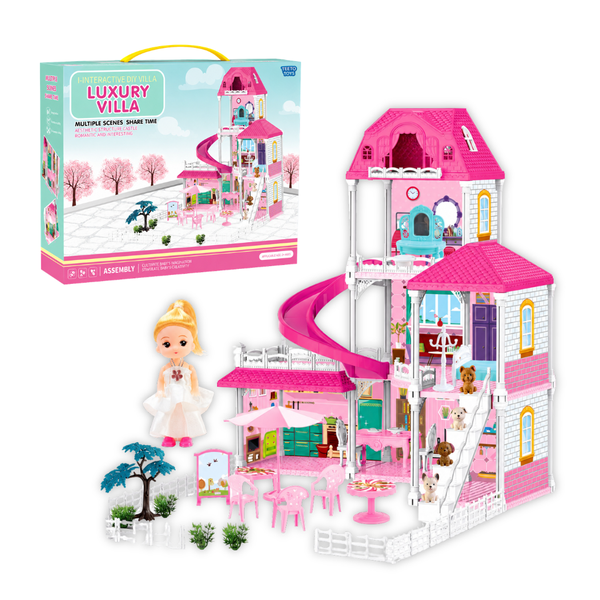 Luxury Villa Dollhouse Playset - Furniture &amp; Dolls- Pretend Play for Girls