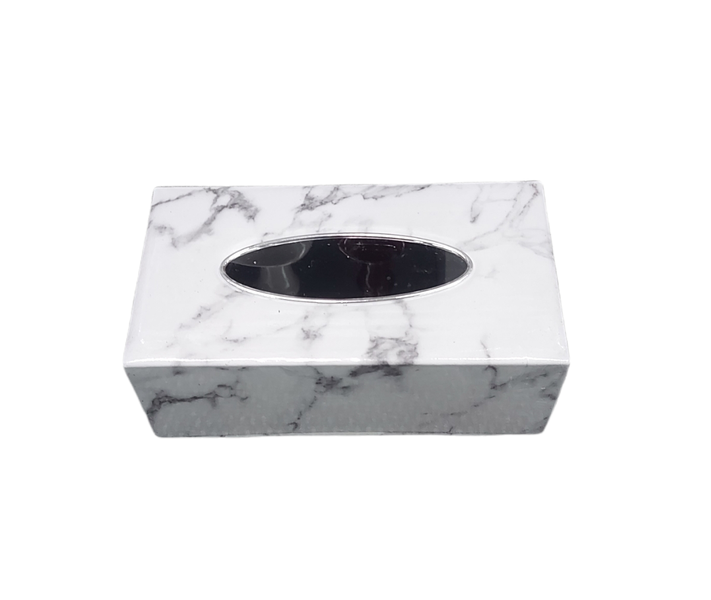 Wooden Tissue Box -Grey and White
