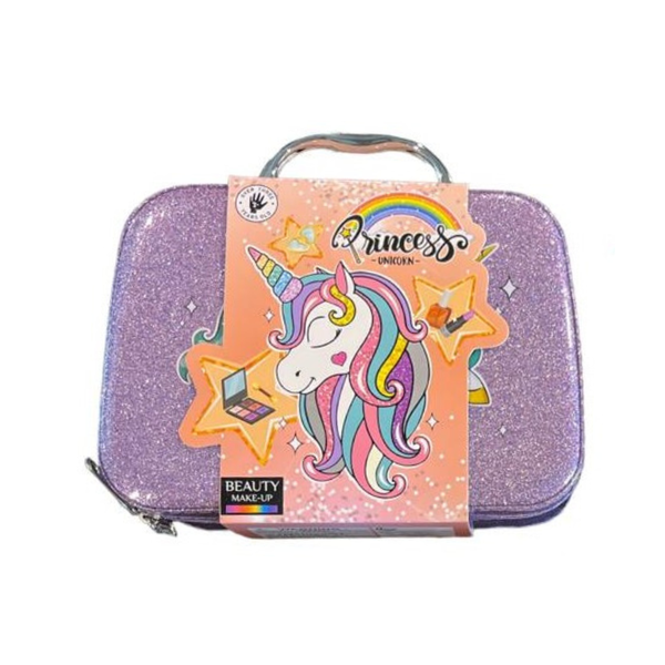 Pretend Play Makeup Kit With Unicorn Bag For Little Girls