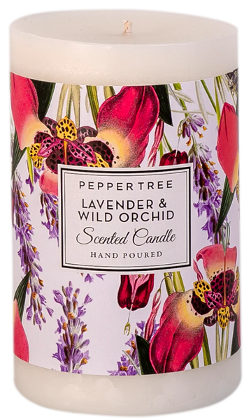 Pepper Tree Lavender &amp; Wild Orchid Medium Scented Pillar Candle 600ml