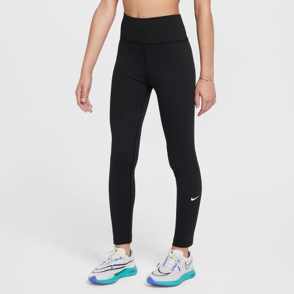 Nike Girls' One Dri-FIT High-Waisted Leggings - Black/White