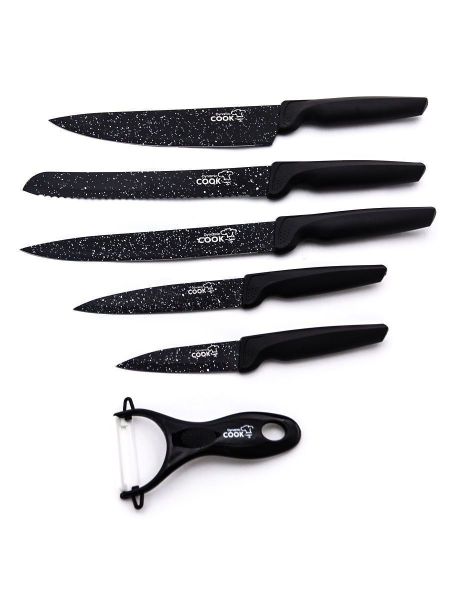 Vickland Non-Stick Coating Kitchen Knife Set Black - 6 Pieces