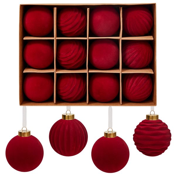 Velvet Wedding Pendant Decor Ball Shatterproof Ball Ornament - 12 Piece