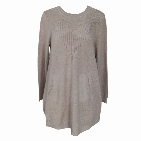 Ladies Loose Pattern Knit Jersey with Pockets