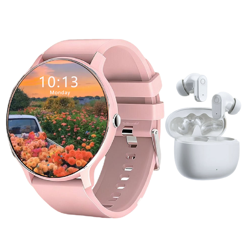Pink Smartwatch for Girls with Wireless Bluetooth Earphones - Gift Set ...