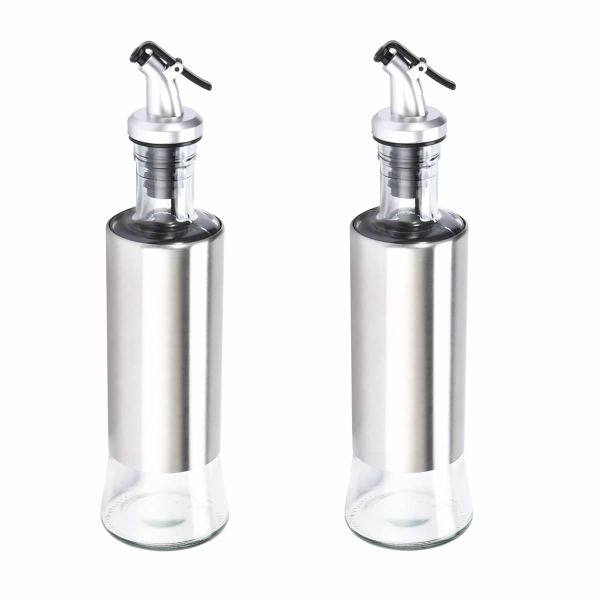 2 Piece Oil Dispenser Bottle, 300ml Stainless Steel Oil Dispenser Bottles