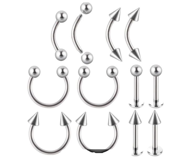 Cartilage Piercing Mix - Stainless Steel - 12 Pieces