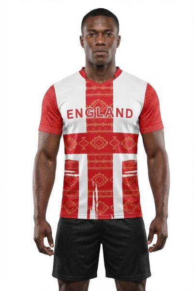 England Flag Sublimation T-Shirt-Red &amp; White St George's Cross Graphic Tee