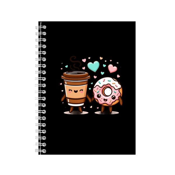 Coffee A5 Notebook Spiral Lined Matching Couples Graphic Notepad Present092