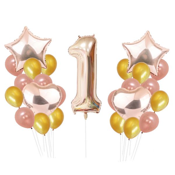 1st Year Rose Gold Birthday Party Balloons