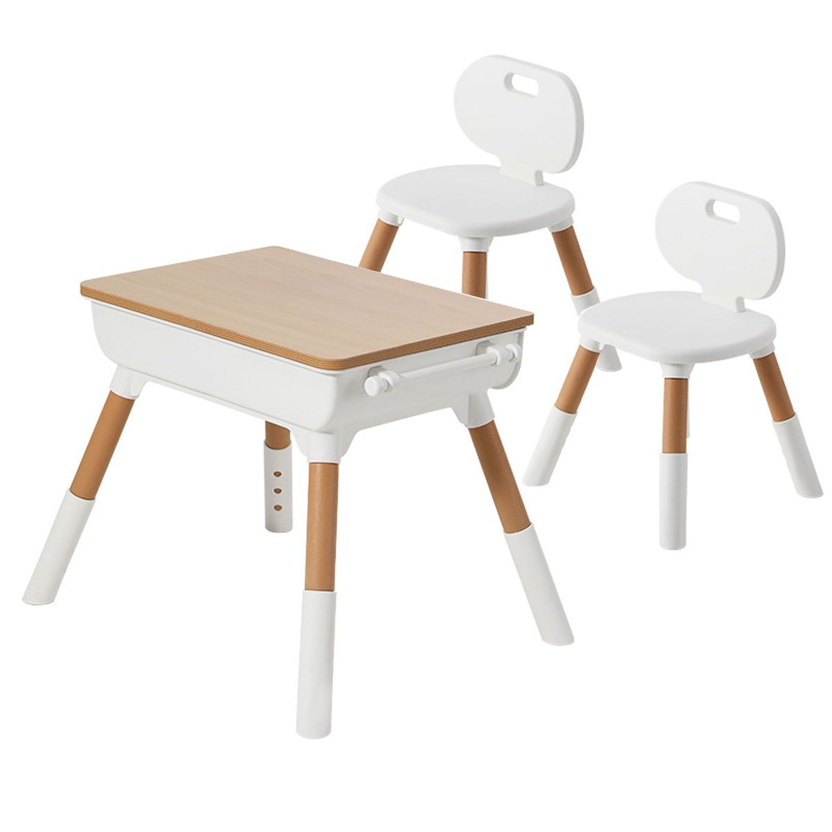 Kids Desk & Chair Set - Height Adjustable with Storage Basket