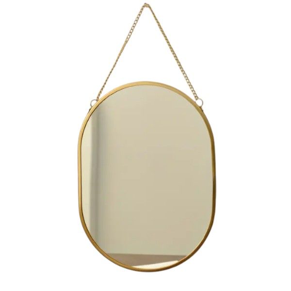 Nordic-Inspired Large Oval Mirror - Gold