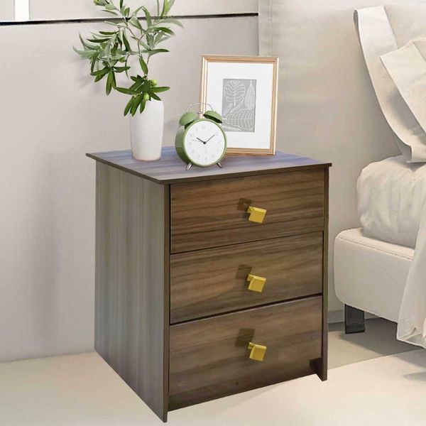 Side Table Nightstand End Table Storage Cabinet Dresser with 3 Drawers