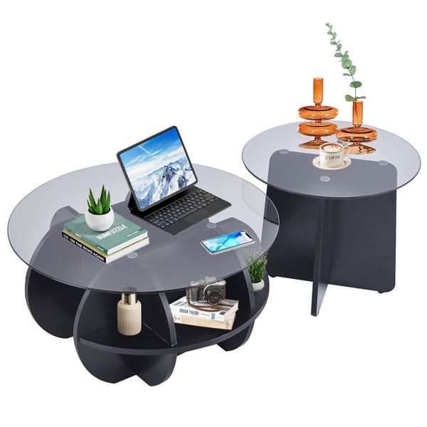 Nesting Coffee Table Set Side End Tables Office image