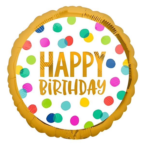 Foil Balloon Happy Birthday Happy Dots 18 inch