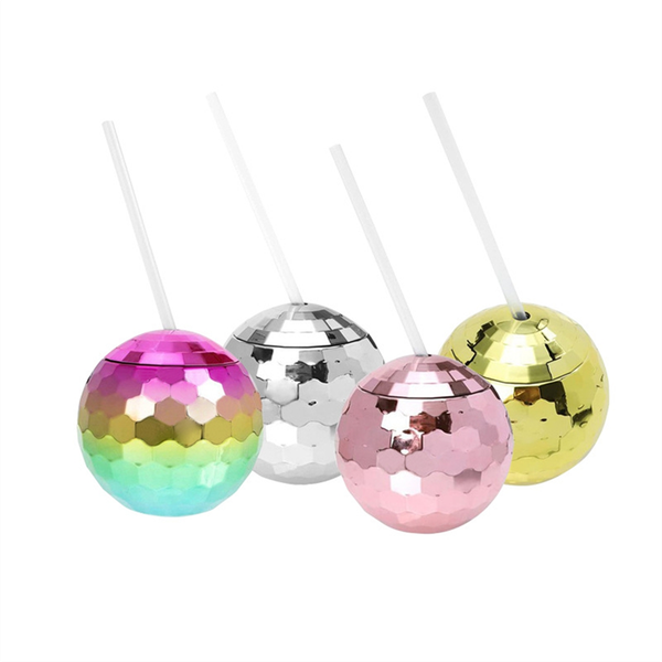 4Pcs Disco Ball Cups Tumbler Cocktail Cup Glitter Flash Ball Cup