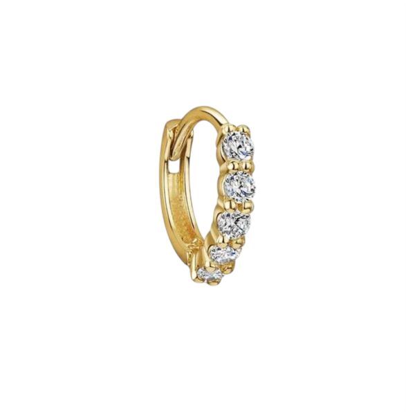 Sterling Silver Pavé CZ Mini Huggie - Dainty Hoop for Helix and Lobe