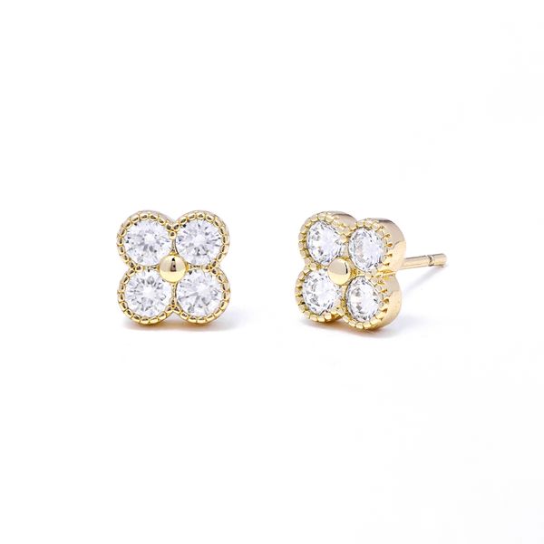 iDesire Four Cubic Zirconia Clover Stud Earrings