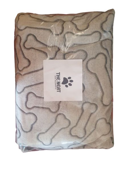 The NEAT Pet Blanket Embossed Mongolian Fleece - Grey Embossed Bones