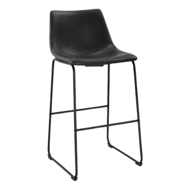 Black Faux Leather Barstool