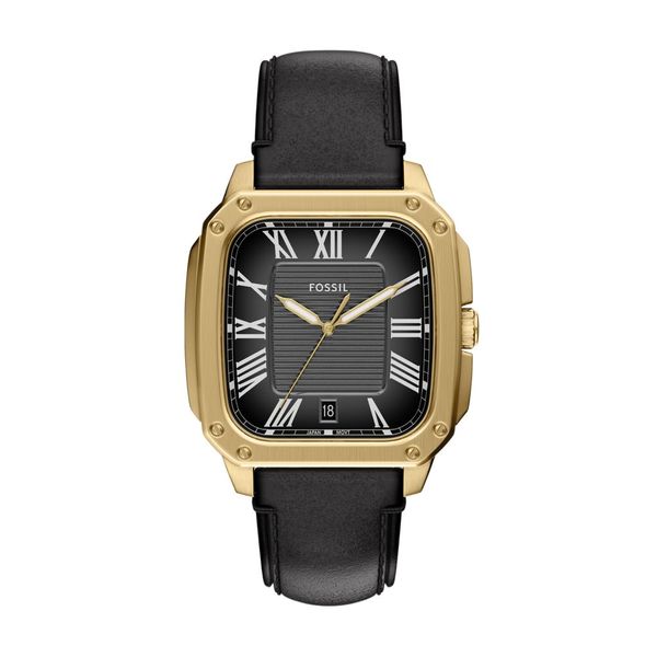 Fossil - Men's Crosby 3-Hand Leather Watch - Black