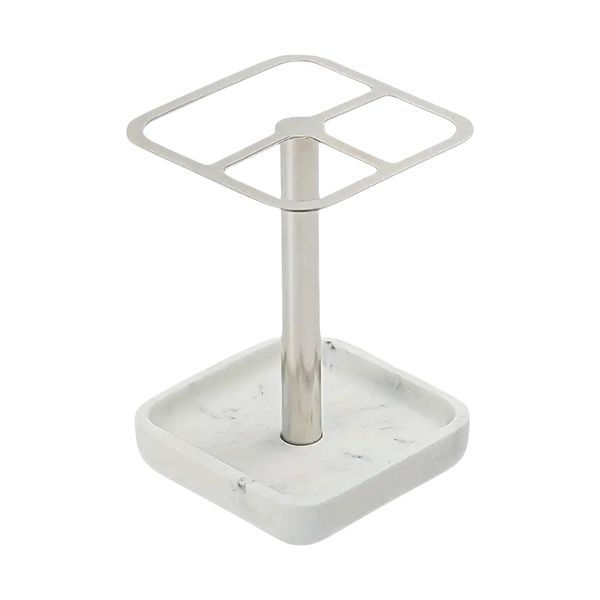 3 Slot Bathroom Organizer Stand - White &amp; Silver