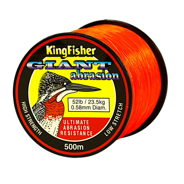 Kingfisher Giant Abrasion Nylon Fishing Line .58MM, 23.5KG/52LB Colour Orange, 500M Spool