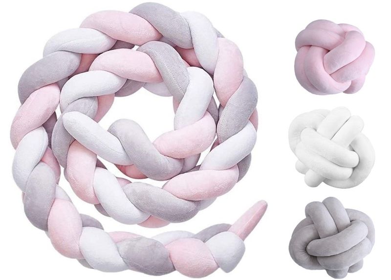 Totland Braided Cot Crib Bumper + Knot Pillow Balls