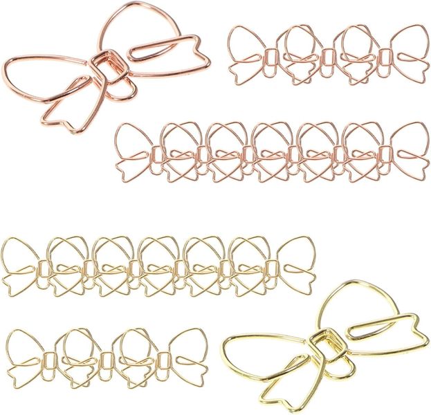 Creative Metal Butterfly Bow Paper Clips 20Pcs Rose Gold Gold Decorative