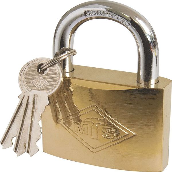 MTS Padlock Brass/Pl 63mm D/Blist Wz363