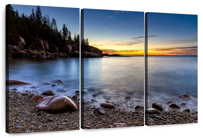 Canvas Art - Forest Sunset Beach 3 Piece Canvas Wall Art Decor